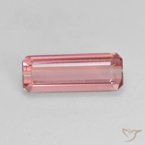 1.54ct Натуральный Темно-оранжевый розовый Турмалин, Изумрудная огранка, Чистота VS