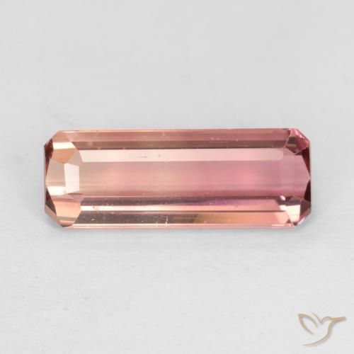 1.53ct Натуральный Оранжево-розовый Турмалин, Изумрудная огранка, Чистота VS