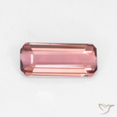 1.37ct Натуральный Оранжево-розовый Турмалин, Изумрудная огранка, Чистота VS