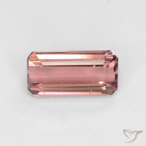 1.42ct Натуральный Оранжево-розовый Турмалин, Изумрудная огранка, SI