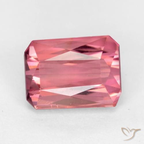 2.45ct Натуральный Ярко-розовый тон Турмалин, Изумрудная огранка, Чистота VS
