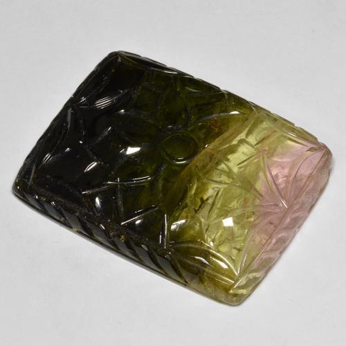 63.68ct Натуральный Многоцветный Турмалин, причудливая, Полупрозрачный
