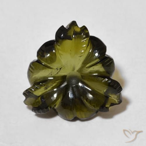 4.28ct Натуральный Темно-зеленый Турмалин, Огранка Цветок, Прозрачный
