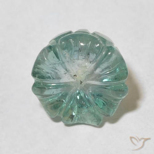 6.83ct Натуральный Бирюзовый Турмалин, Огранка Цветок, Прозрачный