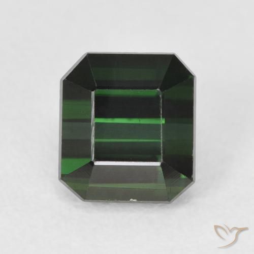 1.48ct Натуральный Темно-зеленый Турмалин, Изумрудная огранка, Чистота VVS