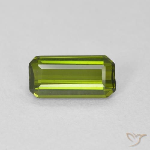 0.74ct Натуральный Травянисто-зелёный Турмалин, Изумрудная огранка, Чистота VVS