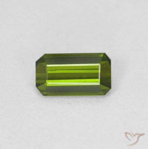 0.91ct Натуральный Желтовато-зеленый Турмалин, Изумрудная огранка, Чистота VVS