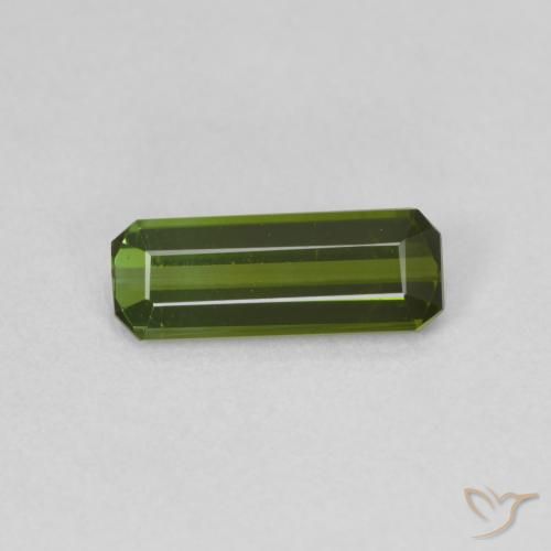 0.99ct Натуральный Темно-зеленый Турмалин, Изумрудная огранка, Чистота VVS