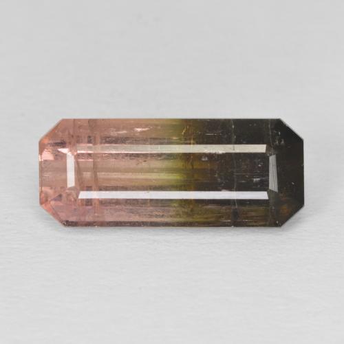5.84ct Натуральный Двуцветный Турмалин, Изумрудная огранка, SI