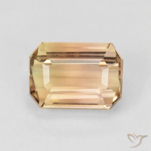 5.60ct Натуральный Светло-персиково-золотой Турмалин, Изумрудная огранка, SI
