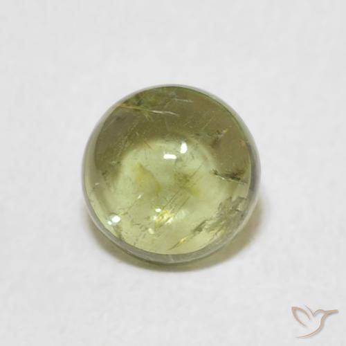 0.89ct Натуральный Желтовато-зеленый Турмалин, Круглый, Прозрачный