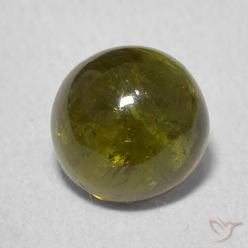 1.54ct Натуральный Желтовато-зеленый Турмалин, Круглый, Прозрачный