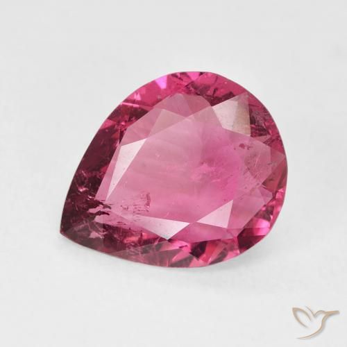3.02ct Натуральный Темно-розовый Турмалин, Форма груши, Чистота VS