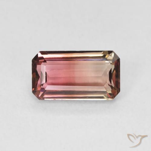 1.28ct Натуральный Двуцветный Турмалин, Изумрудная огранка, Чистота VVS