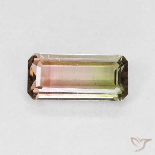 1.36ct Натуральный Двуцветный Турмалин, Изумрудная огранка, VVS-VS