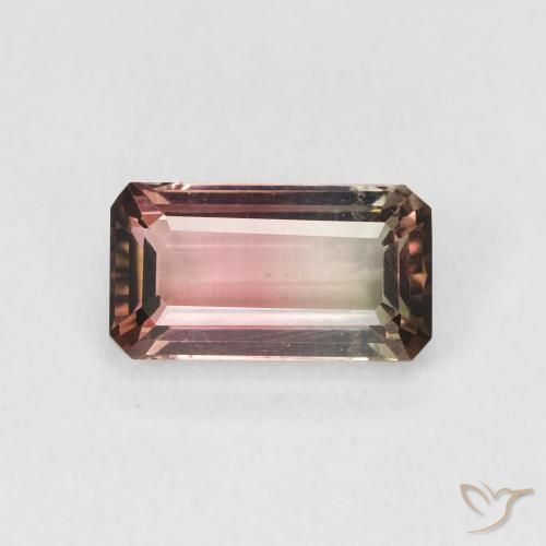 1.34ct Натуральный Двуцветный Турмалин, Изумрудная огранка, Чистота VVS