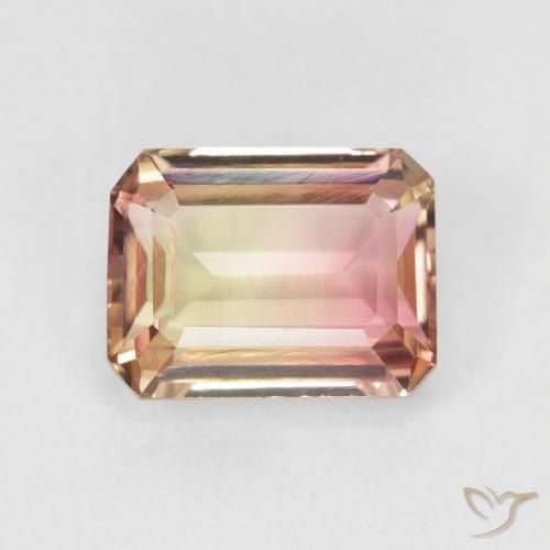 2.38ct Натуральный Двуцветный Турмалин, Изумрудная огранка, Чистота VVS