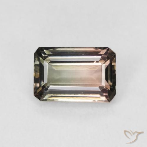 1.18ct Натуральный Двуцветный Турмалин, Изумрудная огранка, VVS-VS