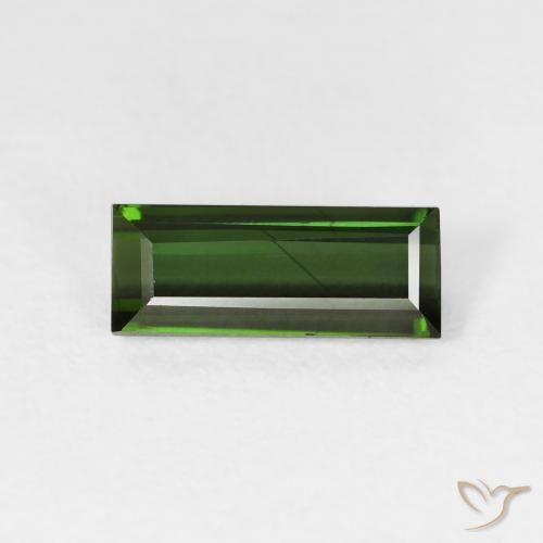 1.47ct Натуральный Темно-зеленый Турмалин, Огранка Багет, VVS-VS