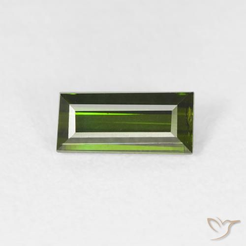 0.88ct Натуральный Травянисто-зелёный Турмалин, Огранка Багет, Чистота VS