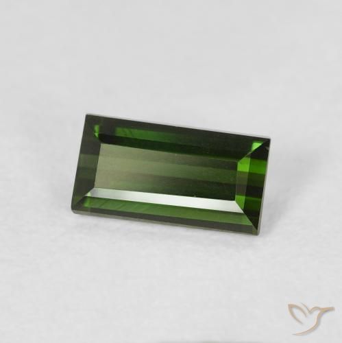0.95 карата, натуральный Теплый зеленый Турмалин, Огранка Багет, Чистота VVS