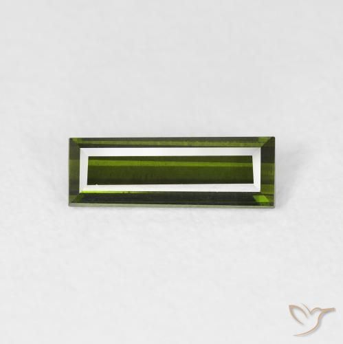 0.63ct Натуральный Землисто-зеленый Турмалин, Огранка Багет, Чистота VVS