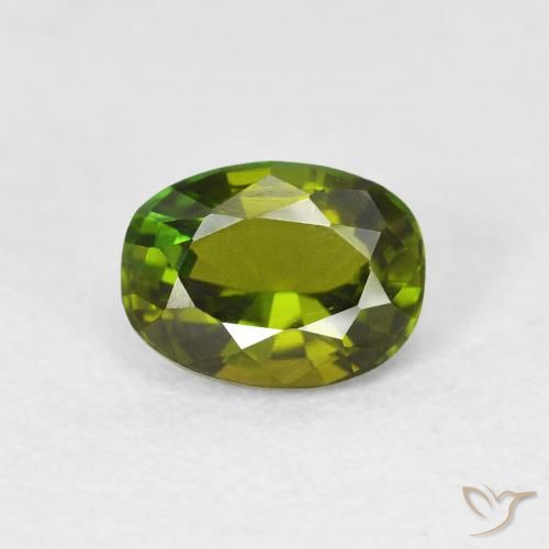 1.08ct Натуральный Средний зеленый Турмалин, Овал, VVS-VS