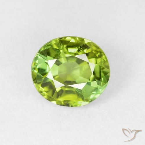 1.65ct Натуральный Светло-живой зеленый Турмалин, Овал, VVS-VS