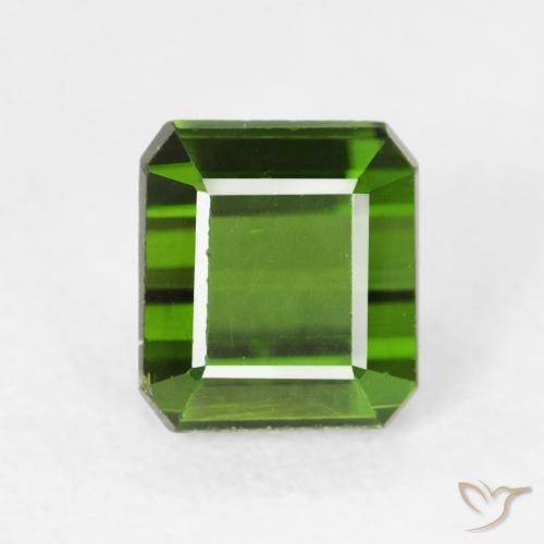 1.28ct Натуральный Темно-зеленый Турмалин, Изумрудная огранка, Чистота VS