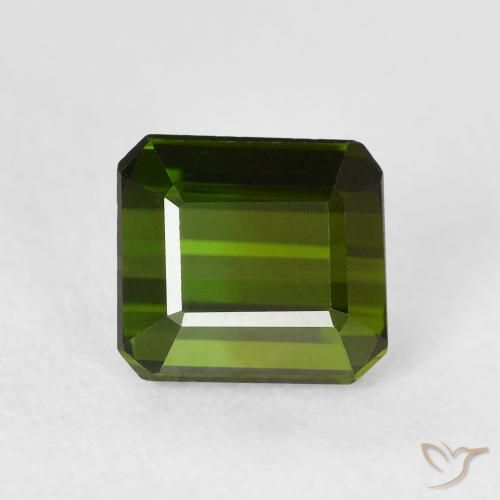 1.47ct Натуральный Темно-зеленый Турмалин, Изумрудная огранка, Чистота VVS