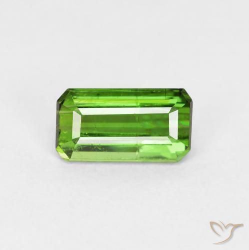 0.85ct Натуральный Травянисто-зелёный Турмалин, Изумрудная огранка, VS-SI