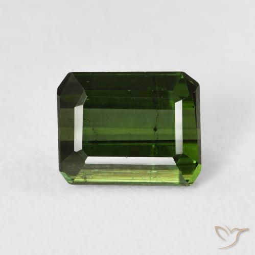 1.74ct Натуральный Травянисто-зелёный Турмалин, Изумрудная огранка, VS-SI