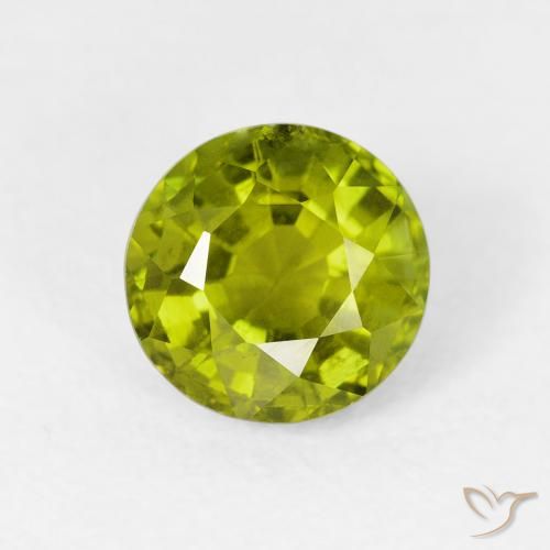 1.52ct Натуральный Оливковый Зеленый Турмалин, Круглый, Чистота VS