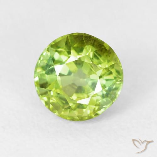 1.38ct Натуральный Светло-живой зеленый Турмалин, Круглый, Чистота VS