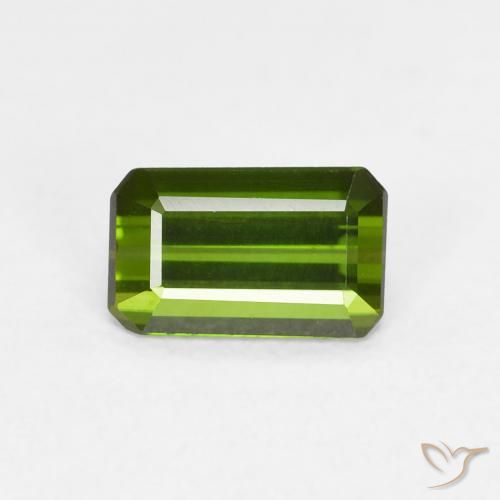 0.74ct Натуральный Травянисто-зелёный Турмалин, Изумрудная огранка, Чистота VVS