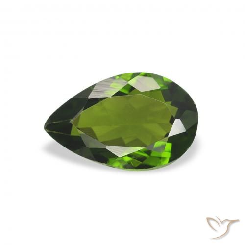 0.74ct Натуральный Средний зеленый Турмалин, Форма груши, Чистота VS