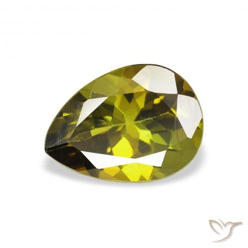 1.14ct Натуральный Теплый зеленый Турмалин, Форма груши, VVS-VS