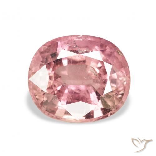 3.40ct Натуральный Светло-ярко-розовый Турмалин, Овал, VS-SI