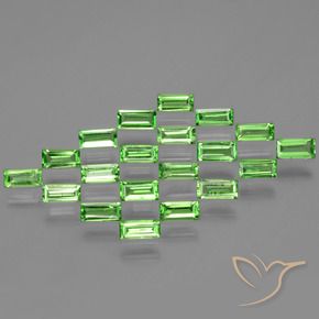 2.08 карата, натуральный Ярко-зеленый Цаворитовый гранат, Огранка Багет, Чистота VS
