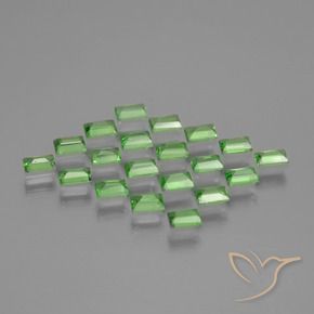 1.58 карата, натуральный Ярко-зеленый Цаворитовый гранат, Огранка Багет, Чистота VS