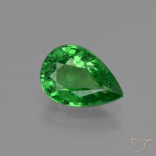1.09ct Натуральный Ярко-зеленый Цаворит Гранат, Форма груши, VS-SI