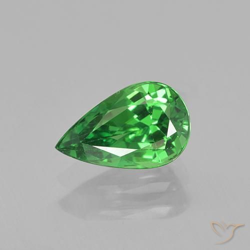1.17ct Натуральный Ярко-зеленый Цаворит Гранат, Форма груши, Чистота VS