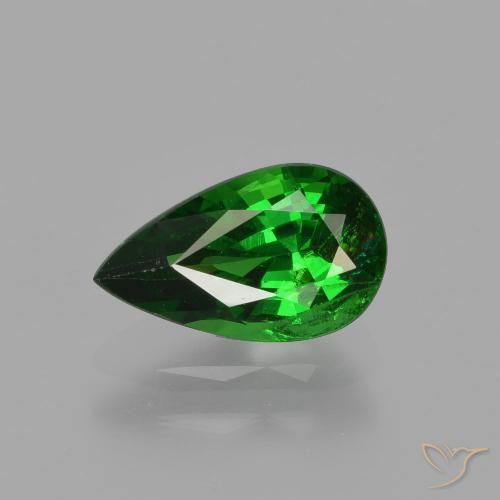 1.18ct Натуральный Интенсивный зеленый Цаворит Гранат, Форма груши, SI