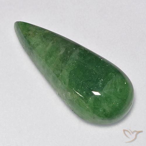 10.89ct Натуральный Землисто-зеленый Цаворит Гранат, Форма груши, Полупрозрачный