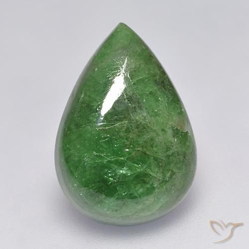 10.68ct Натуральный Зелёный хром Цаворит Гранат, Форма груши, Полупрозрачный