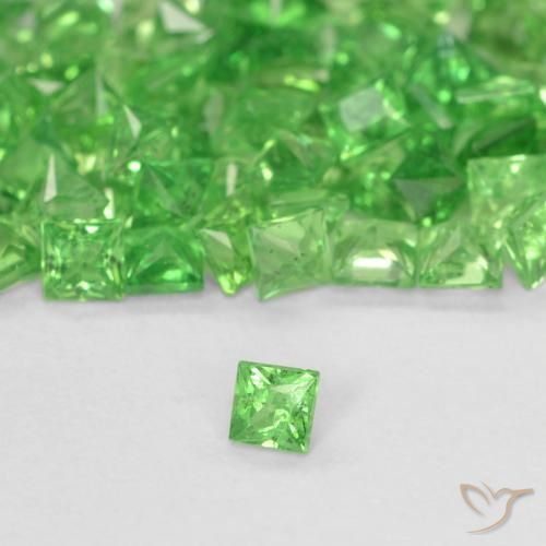 0.07ct Натуральный Ярко-зеленый Цаворит Гранат, Квадрат, SI