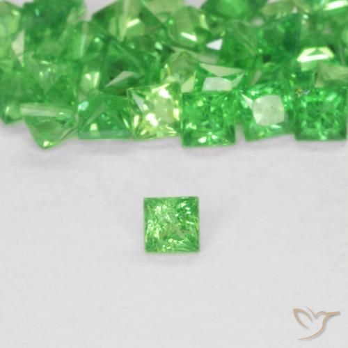 0.08ct Натуральный Ярко-зеленый Цаворит Гранат, Квадрат, SI
