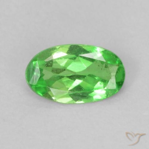 0.22ct Натуральный Ярко-зеленый Цаворит Гранат, Овал, Чистота VS