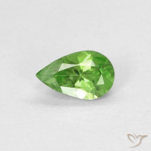 0.26ct Натуральный Ярко-зеленый Цаворит Гранат, Форма груши, VVS-VS