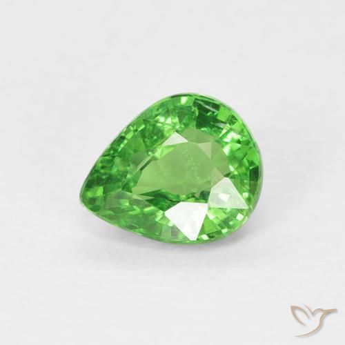 0.79ct Натуральный Зеленый электрик Цаворит Гранат, Форма груши, Чистота VS